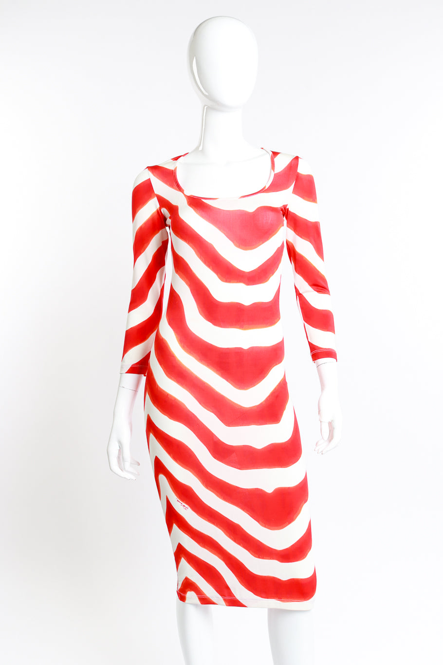 Just Cavalli Animal Stripe Sheath Dress front on manenquin @recess la 