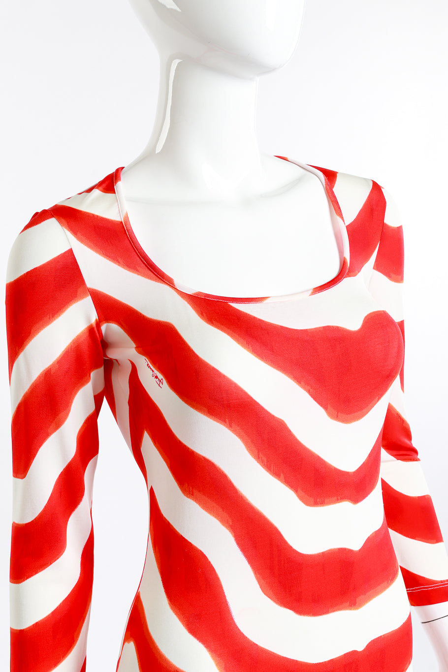 Just Cavalli Animal Stripe Sheath Dress front on mannequin closeup @recess la