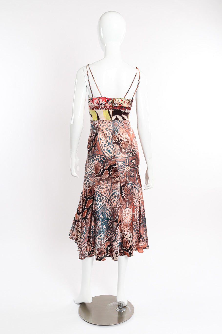 Just Cavalli Patchwork Bias Silk Dress back view on mannequin @recessla