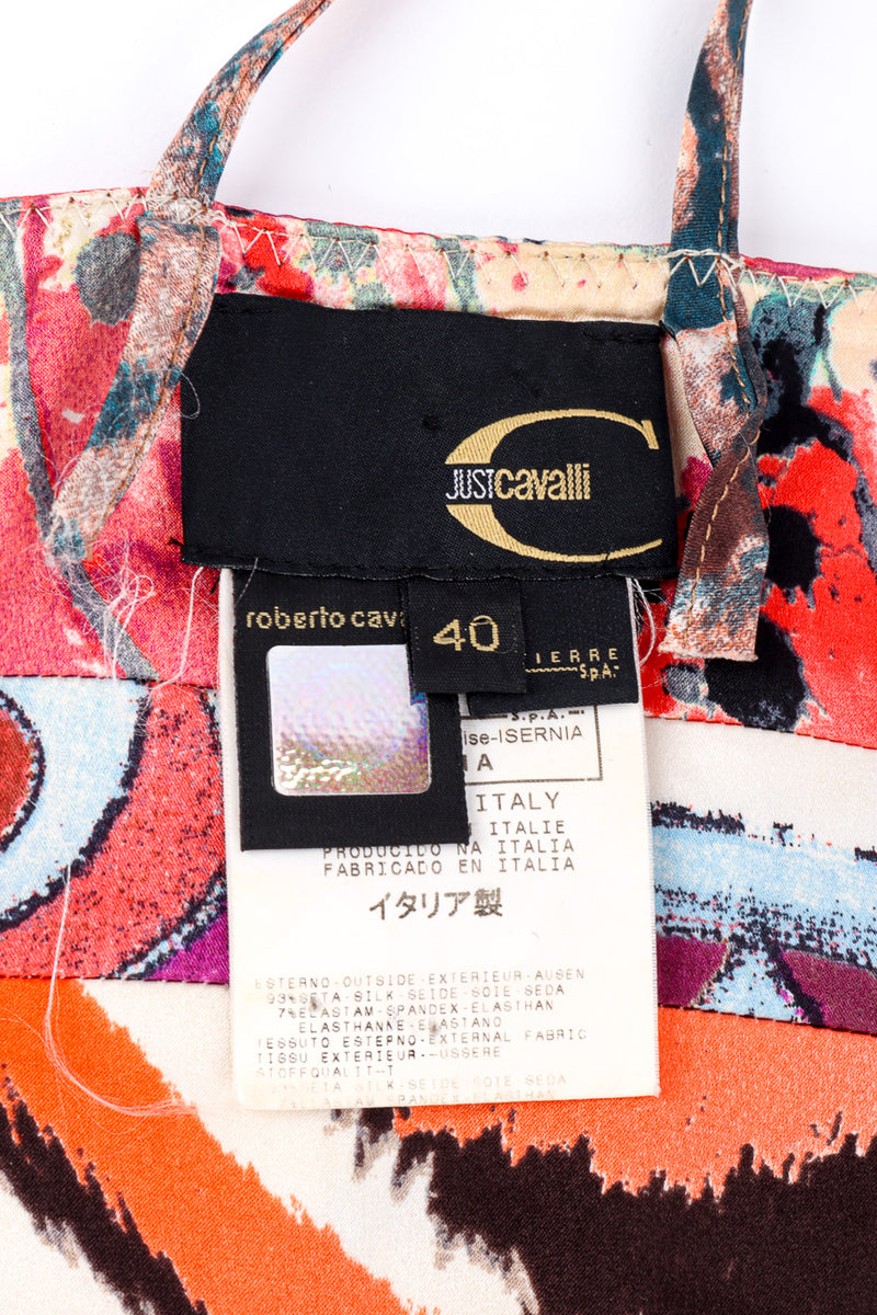 Just Cavalli Patchwork Bias Silk Dress signature label closeup @recessla
