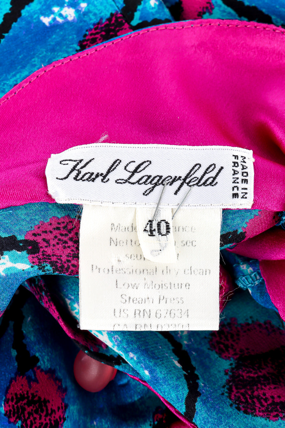 Vintage Karl Lagerfeld Floral Silk Midi Dress label closeup @Recessla 