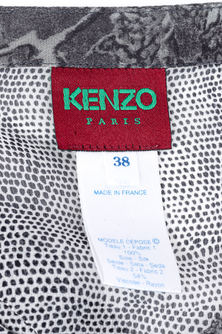 Kenzo Dragon Print Silk Tunic label closeup @Recessla