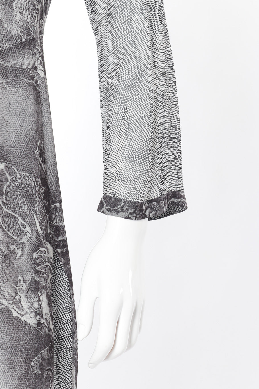 Kenzo Dragon Print Silk Tunic sleeve closeup @Recessla