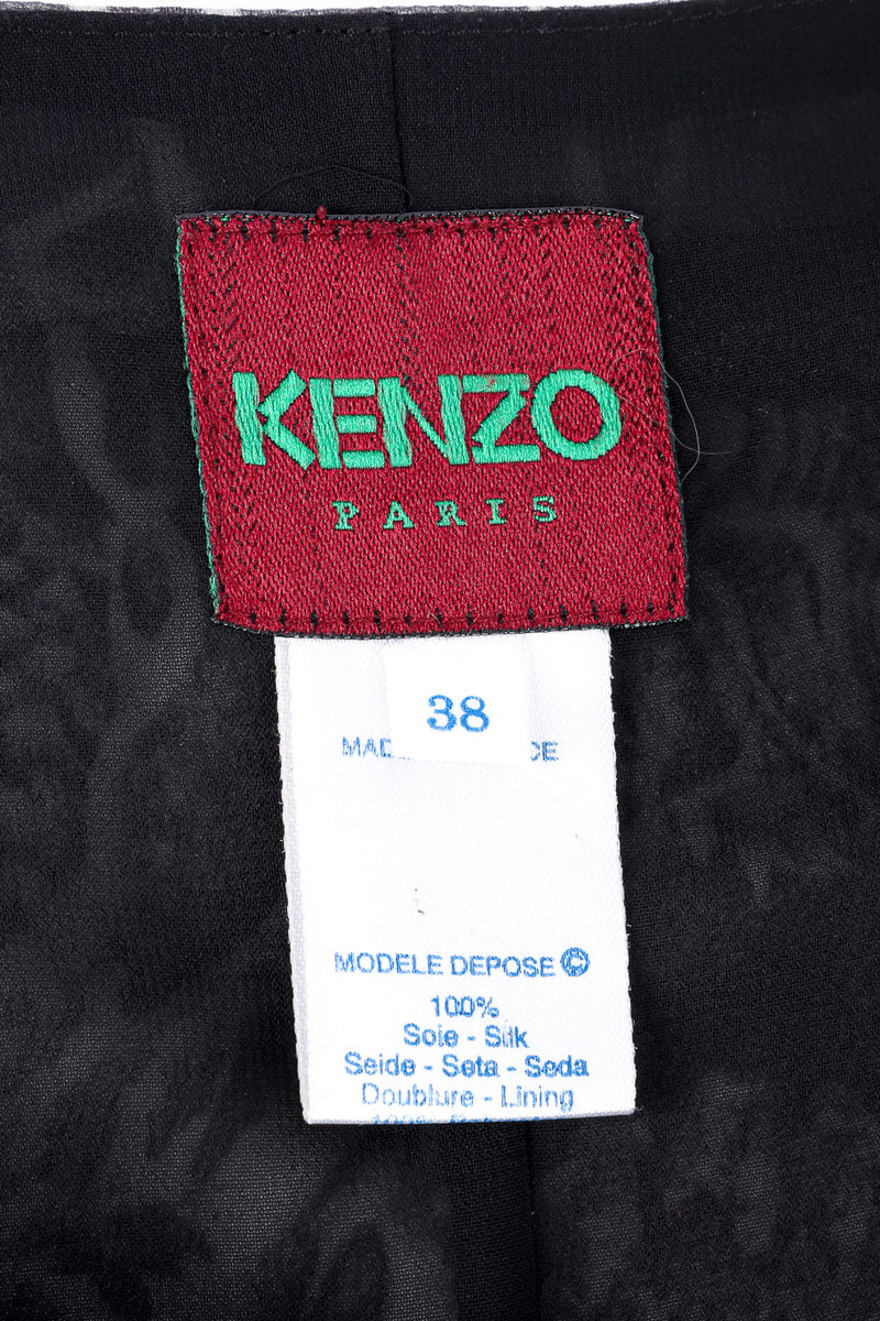 Kenzo Dragon Print Silk Skirt label closeup @Recessla