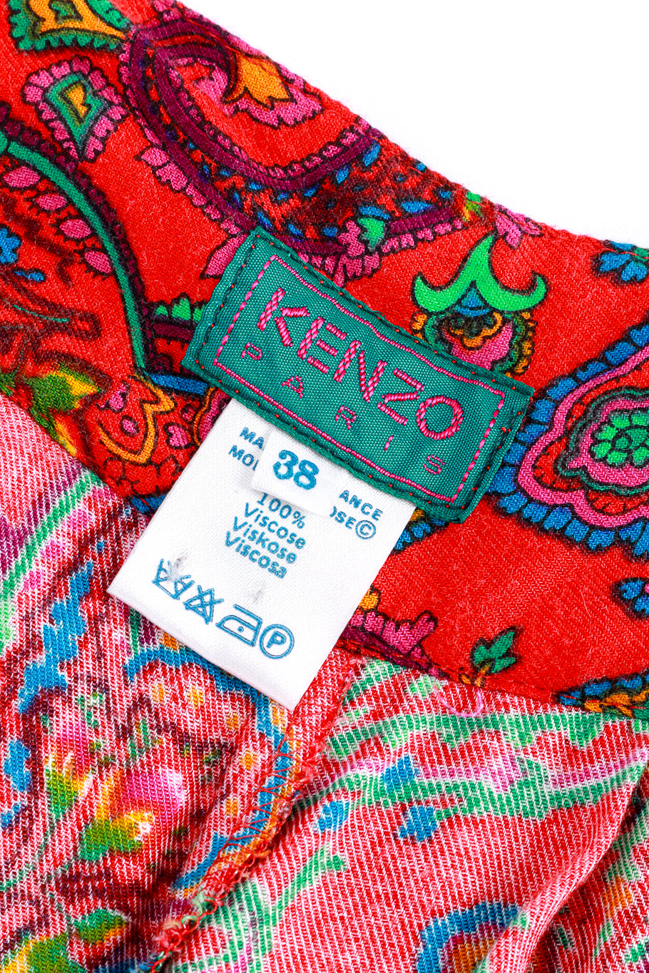 Vintage Kenzo Floral Paisley Harem Pant signature label closeup @recess la