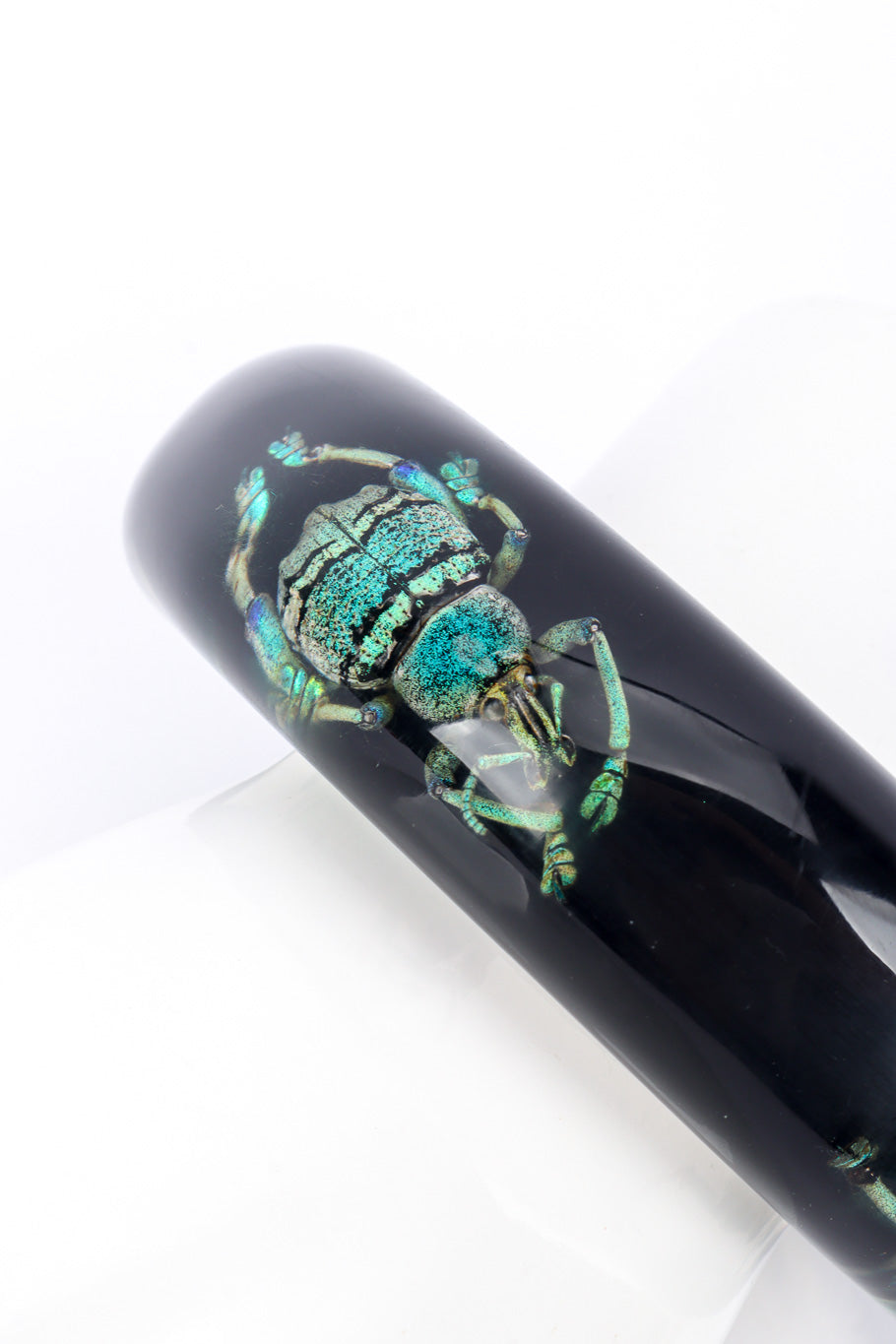 Kolos Designs Iridescent Beetle Lucite Cuff I closeup @recessla