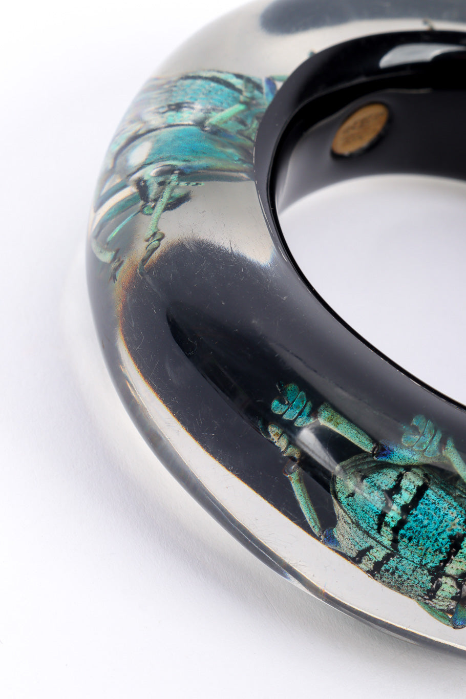 Kolos Designs Iridescent Beetle Lucite Cuff I scuffing closeup @recessla