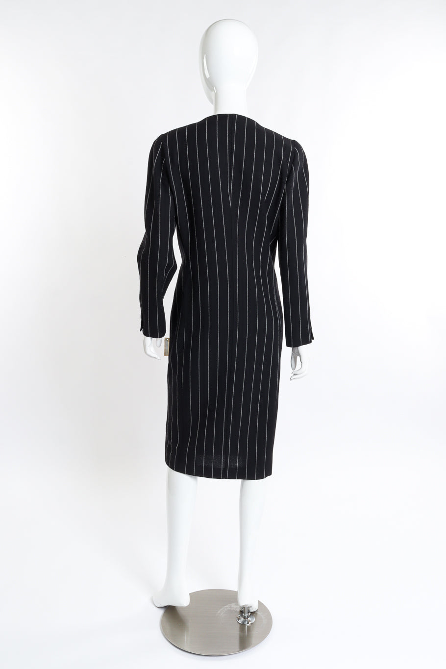Vintage Krizia Pinstripe Double Breasted Blazer Dress back on mannequin @recess la