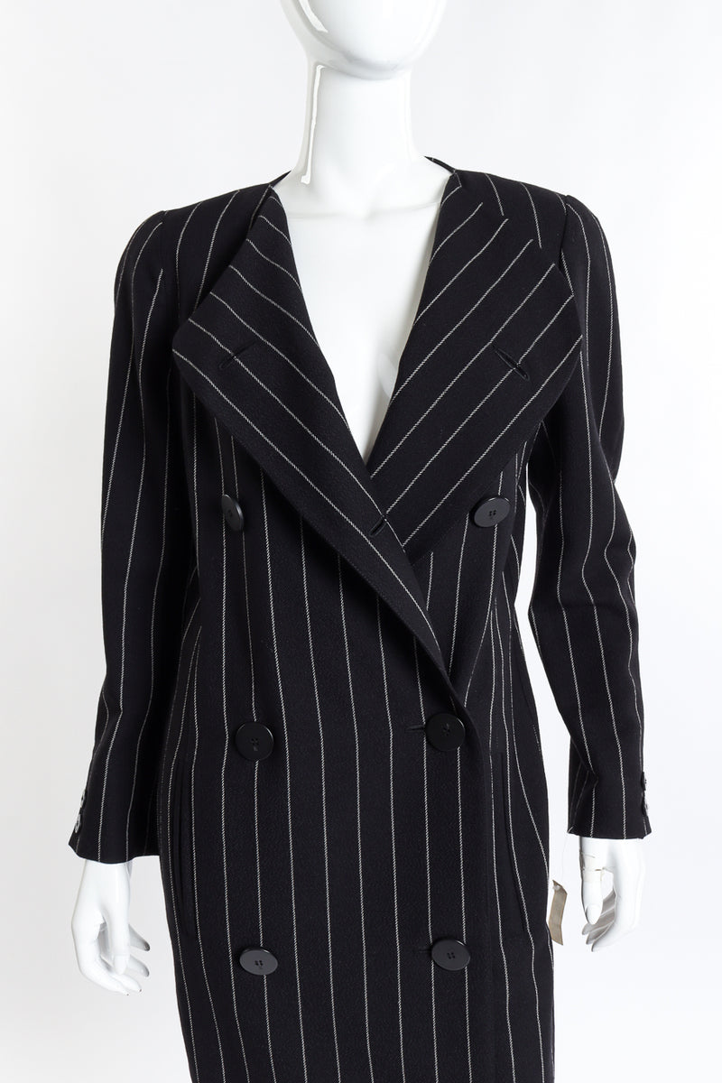 black pinstripe blazer dress Black Pinstripe Double-Breasted Blazer Dress