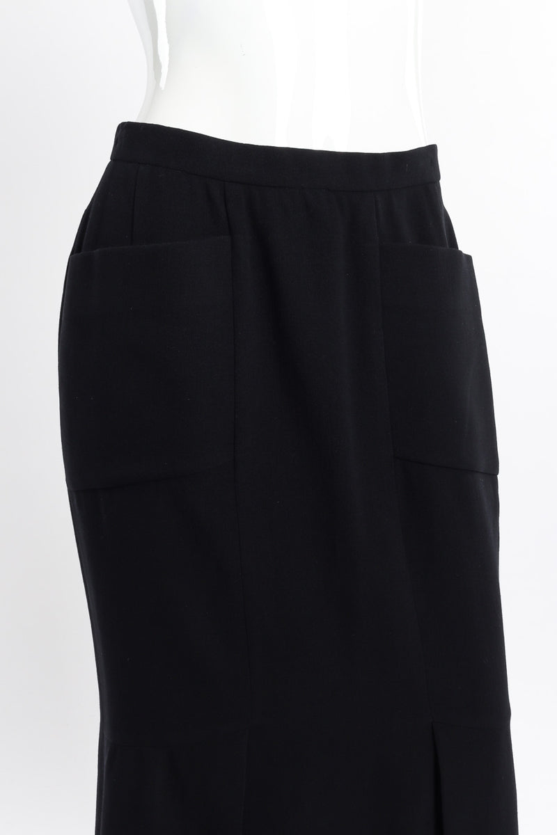 Vintage Karl Lagerfeld Two Pocket Slits Skirt front on mannequin closeup @recessla