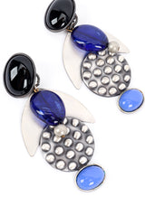 Vintage Kate Hines Cabochon Plate Pendant Drop Earrings pendant closeup @recess la