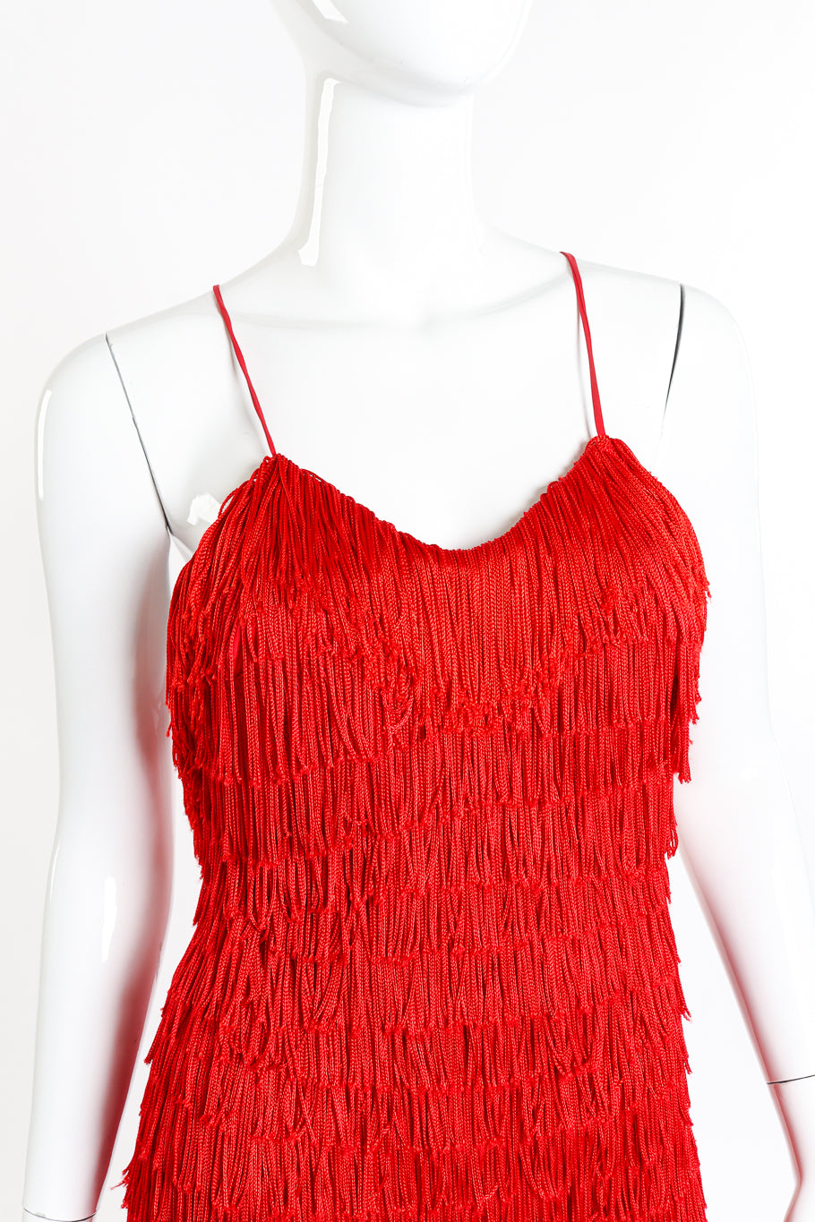 Katharine Hamnett Backless Fringe Dress front on mannequin closeup @recessla