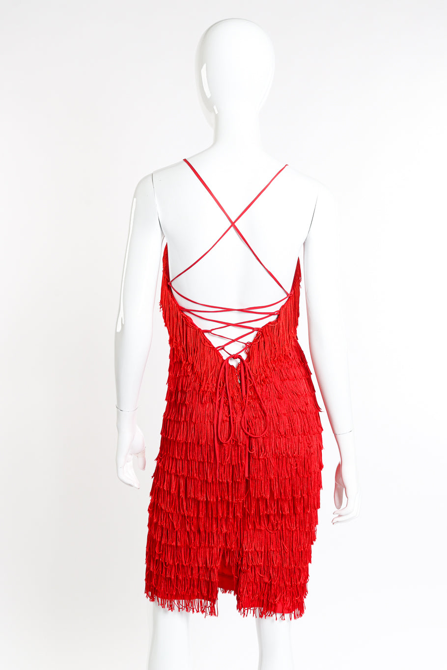 Katharine Hamnett Backless Fringe Dress back on mannequin @recessla