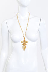 Kenneth Jay Lane Hammered Clover Pendant Necklace on mannequin @recess la