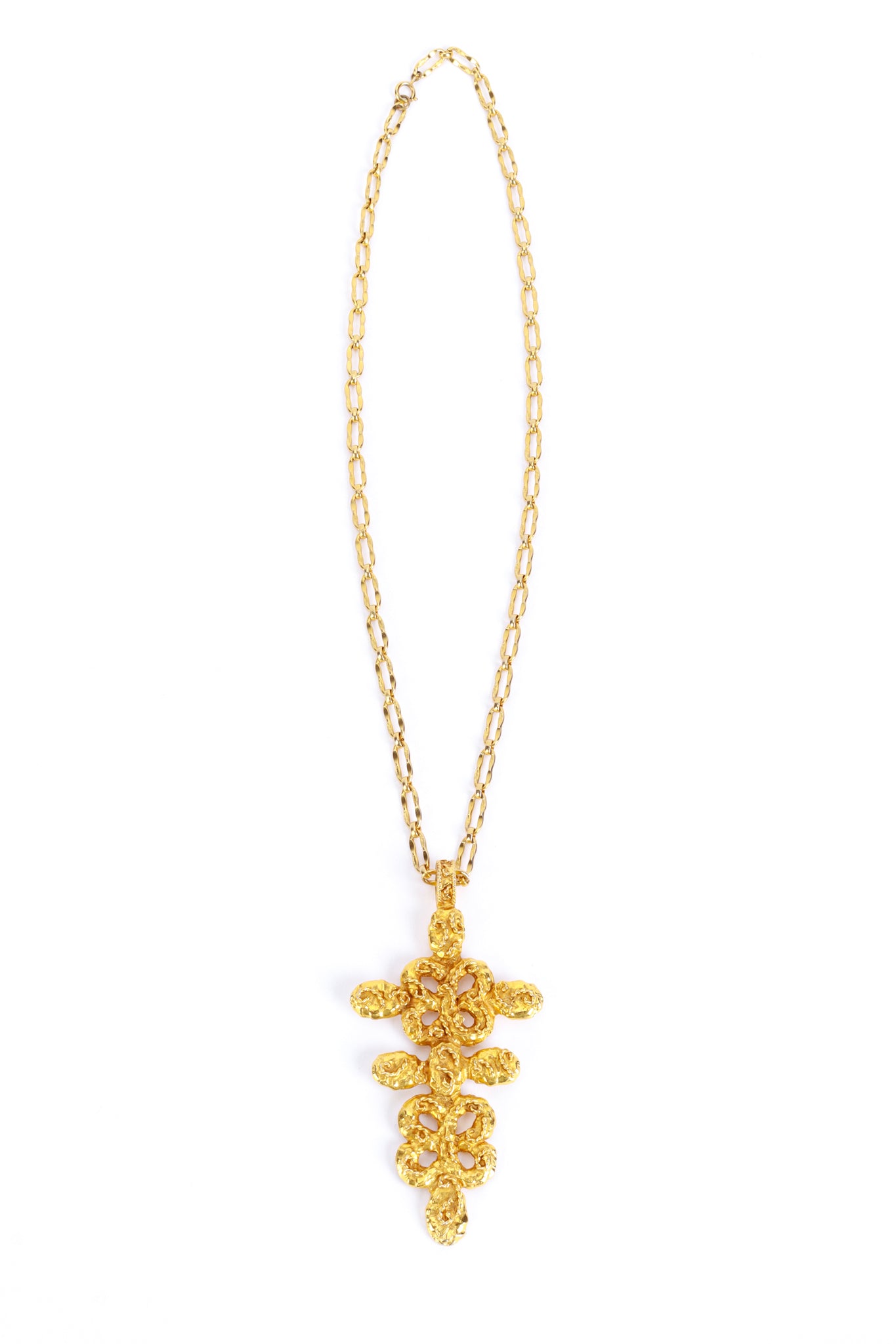 Kenneth Jay Lane Hammered Clover Pendant Necklace front @recess la