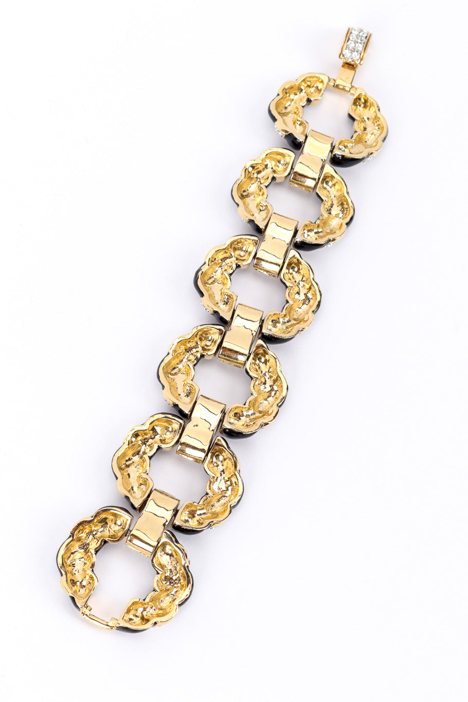 Vintage Adrienne Landau Crystal Oval Link Bracelet back view @recessla