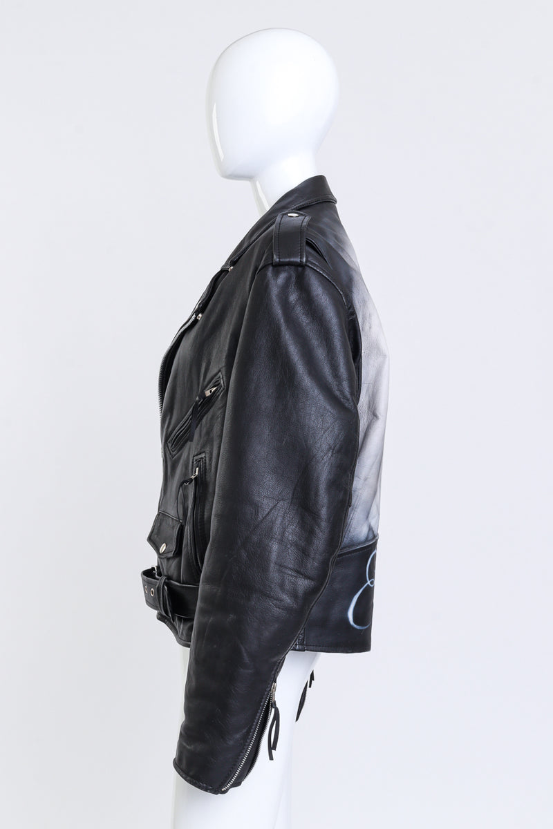 LA Roxx Custom Elvis Leather Biker Jacket side on mannequin @recess la