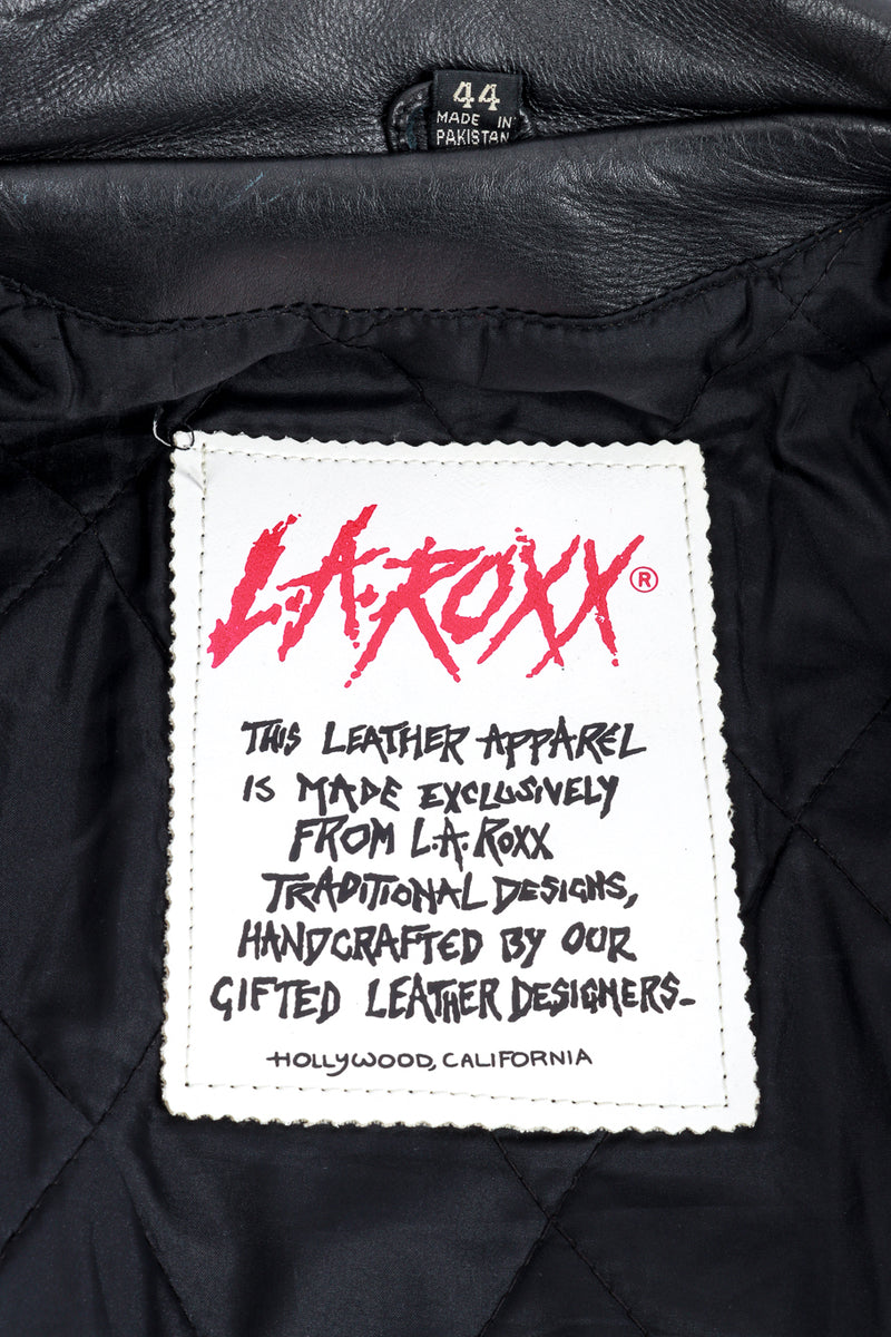 LA Roxx Custom Elvis Leather Biker Jacket label @recess la