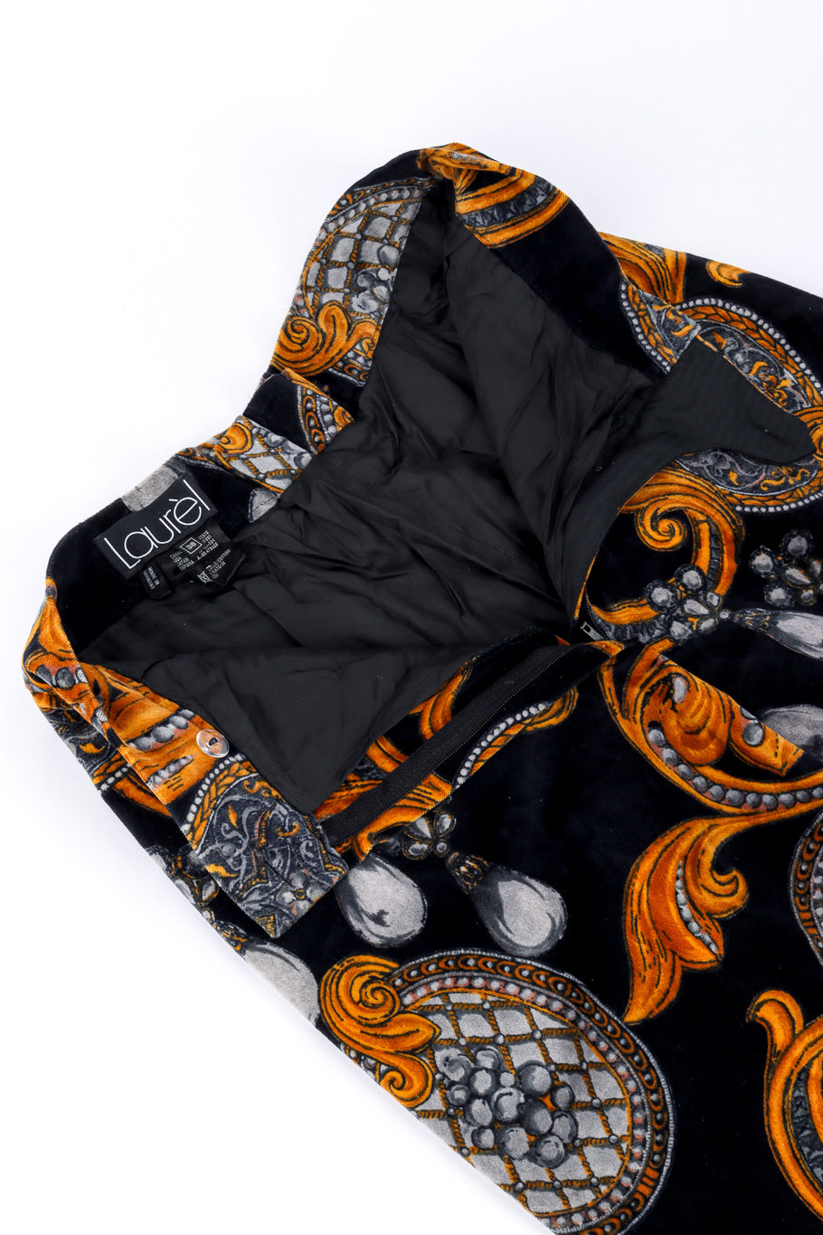 Vintage Laurél Baroque Velvet Pant front unzipped @recessla