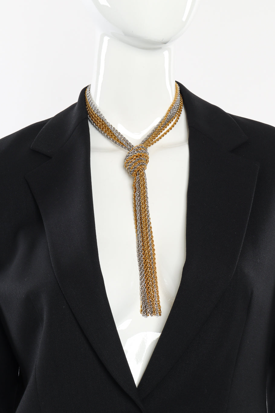 Vintage Les Bernard Knotted Mixed Metal Necklace on mannequin @recessla