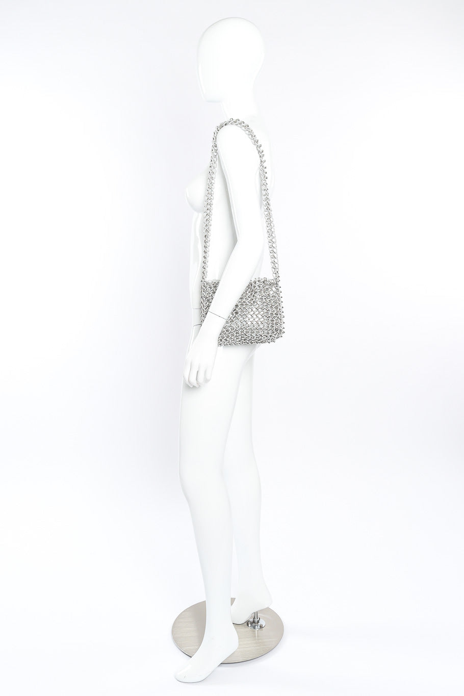 chainlink shoulder bag by Lewis on mannequin on white background @recessla