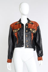 Lillie Rubin Leopard & Lion Leather Jacket on mannequin open @RECESS LA