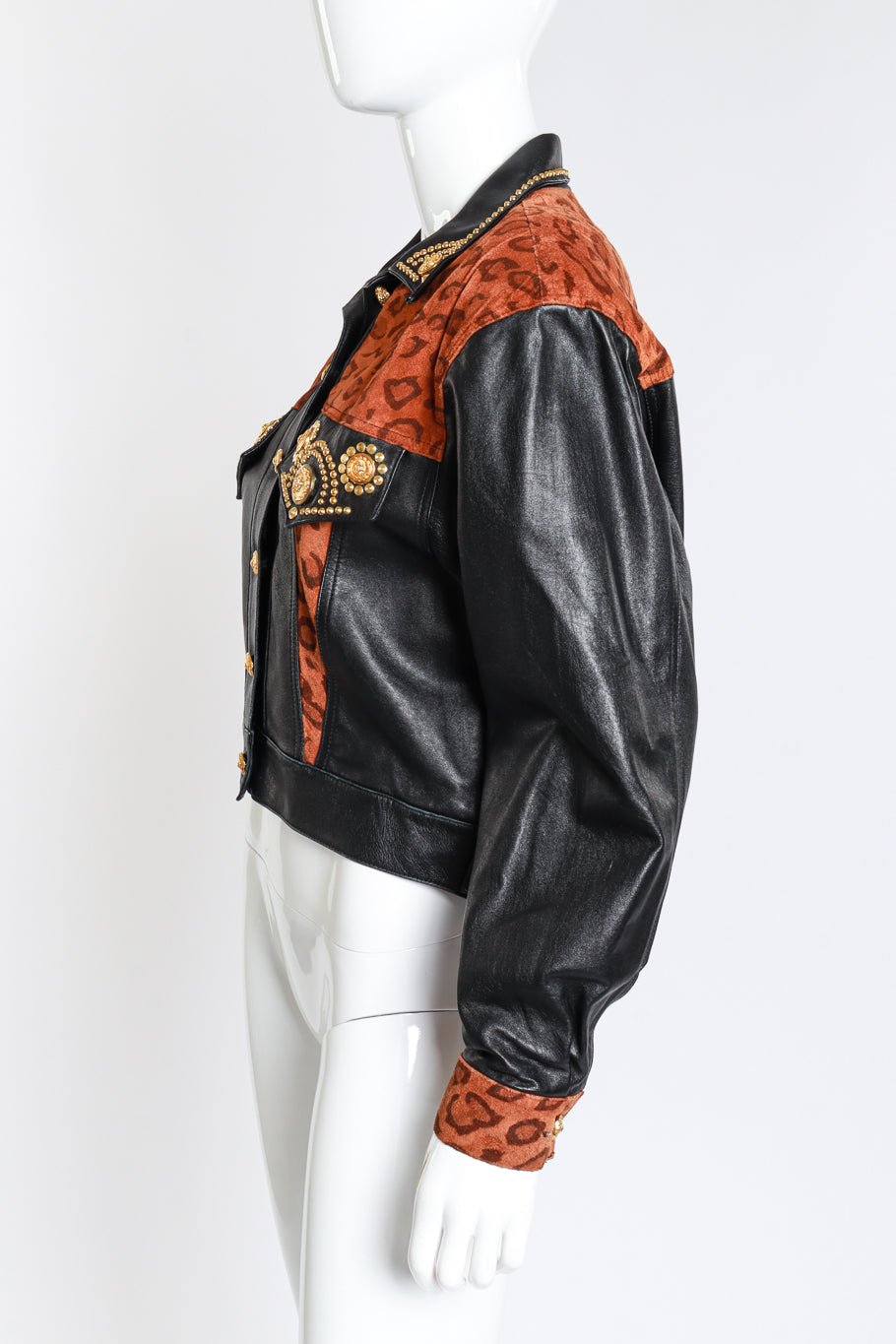 Lillie Rubin Leopard & Lion Leather Jacket on mannequin side @RECESS LA