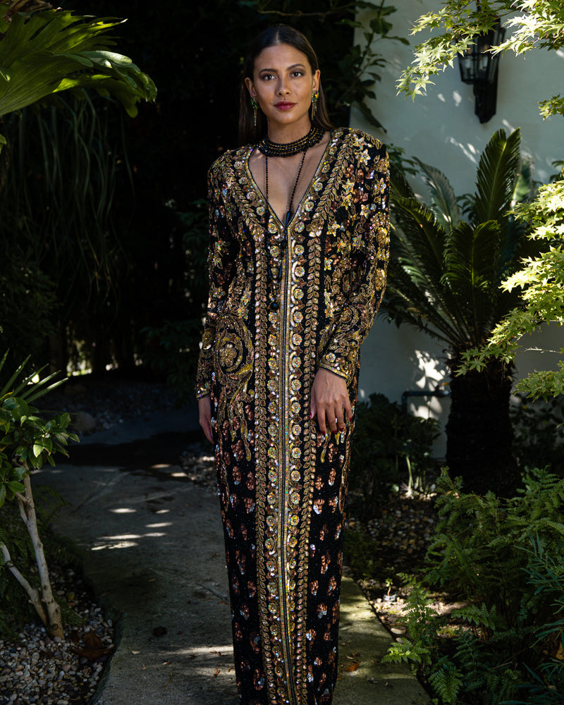 Vintage Naeem Khan Beaded Floral Gown Recess Vintage Naeem Khan Beaded Floral Gown Recess