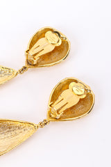 Vintage Les Bernard Gold Foil Leaf Drop Earrings back closeup @recessla