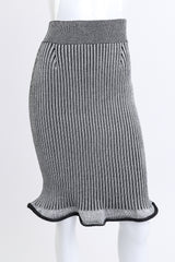 Louis Vuitton Ribbed Knit Trumpet Cardigan & Skirt Set skirt front on mannequin @recess la