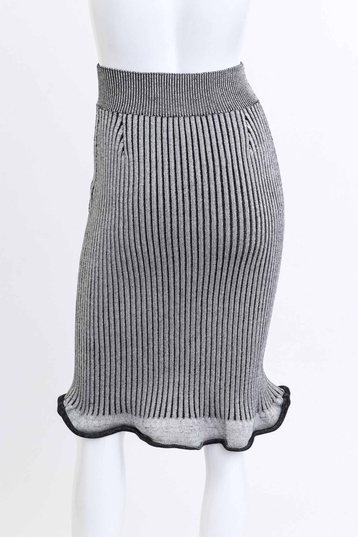 Louis Vuitton Ribbed Knit Trumpet Cardigan & Skirt Set skirt back on mannequin @recess la