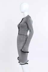 Louis Vuitton Ribbed Knit Trumpet Cardigan & Skirt Set side on mannequin @recess la