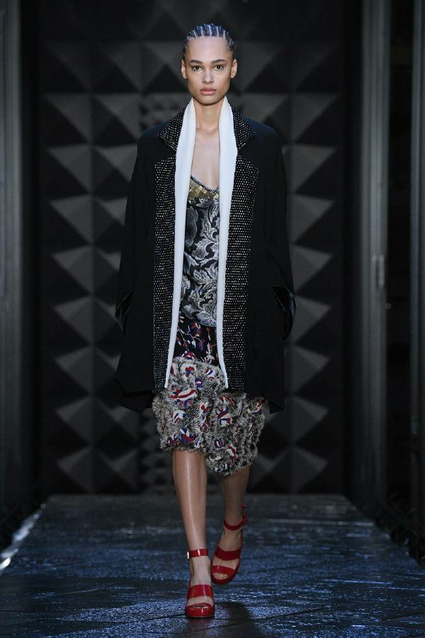 Louis Vuitton Double Lapel Kimono Jacket on model on 2023 runway