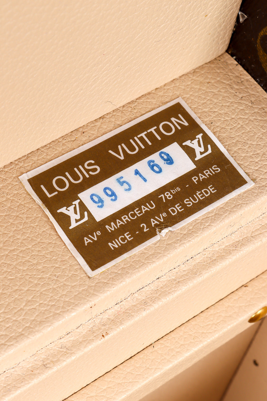 Vintage Louis Vuitton Classic Monogram Vanity Case label closeup @Recessla