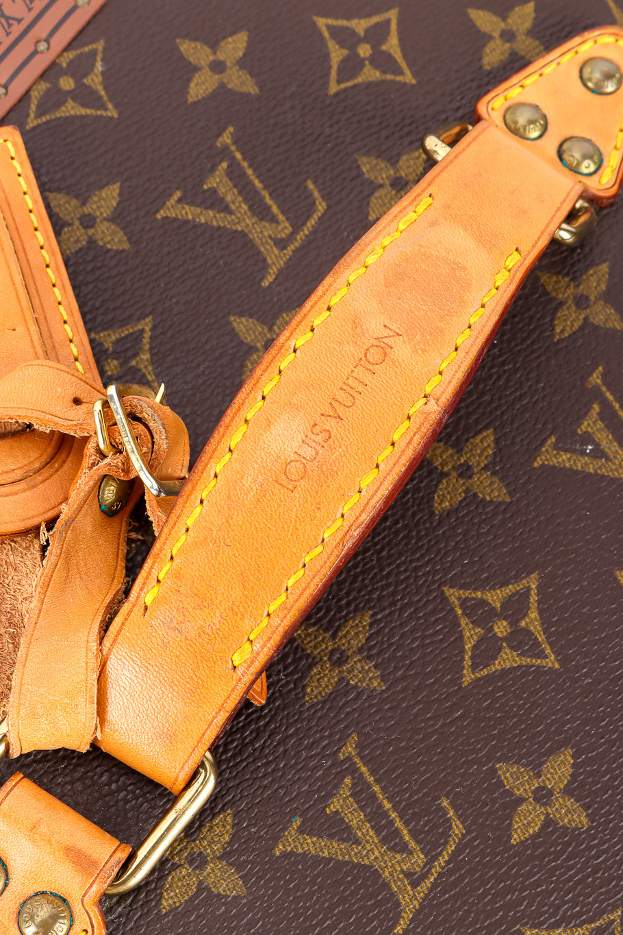 Vintage Louis Vuitton Classic Monogram Vanity Case handle closeup @Recessla