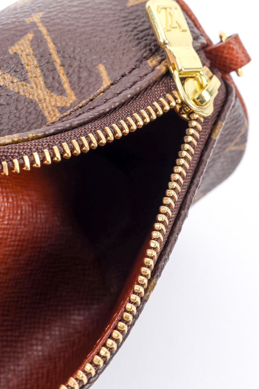 Classic Monogram Papillon Mini Bag by Louis Vuitton closeup zipper and inside @recess LA