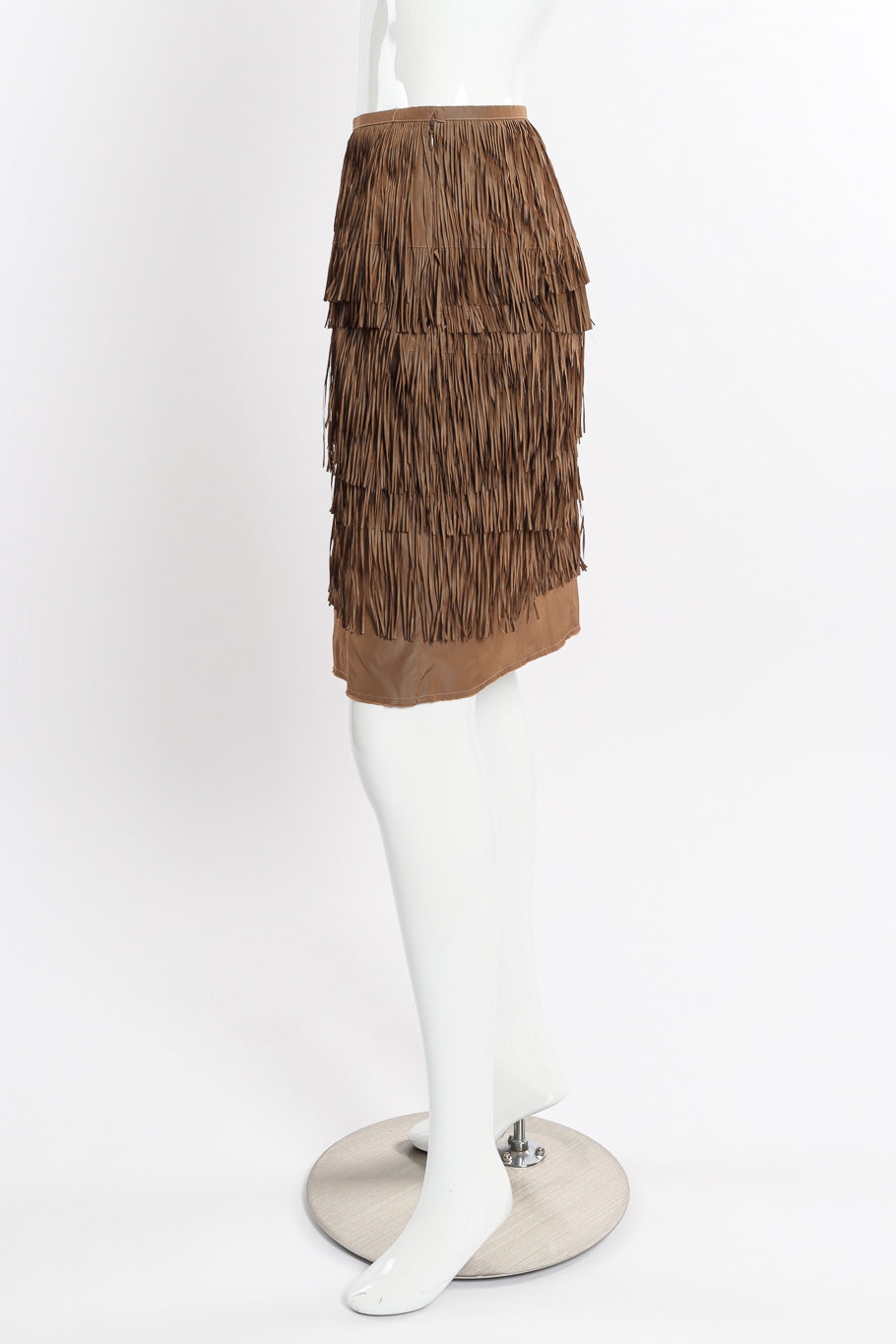 Vintage Lanvin Tiered Fringe Skirt side view on mannequin @recessla