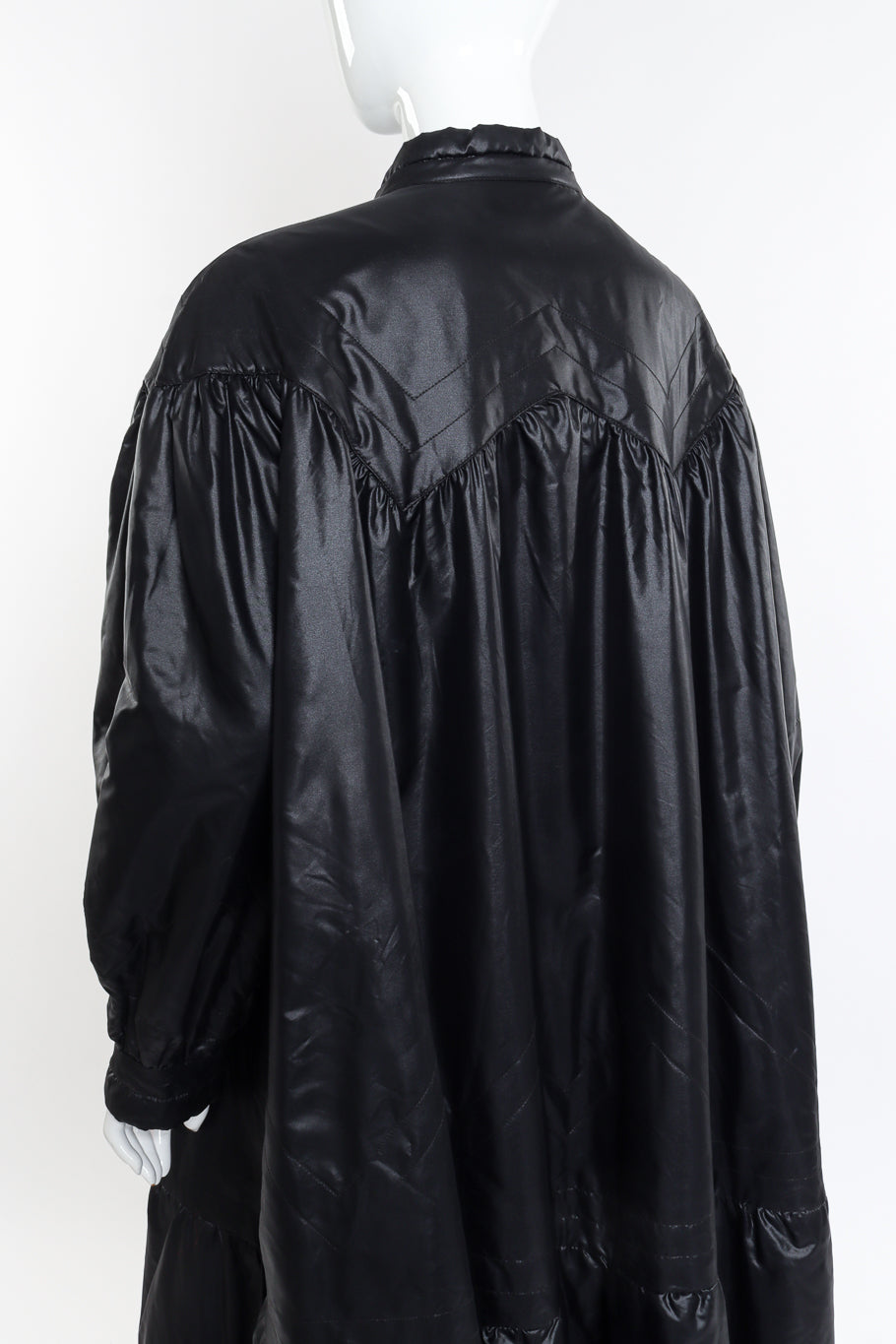 Vintage Laura Biagiotti Nylon Puffer Coat back on mannequin closeup @recessla