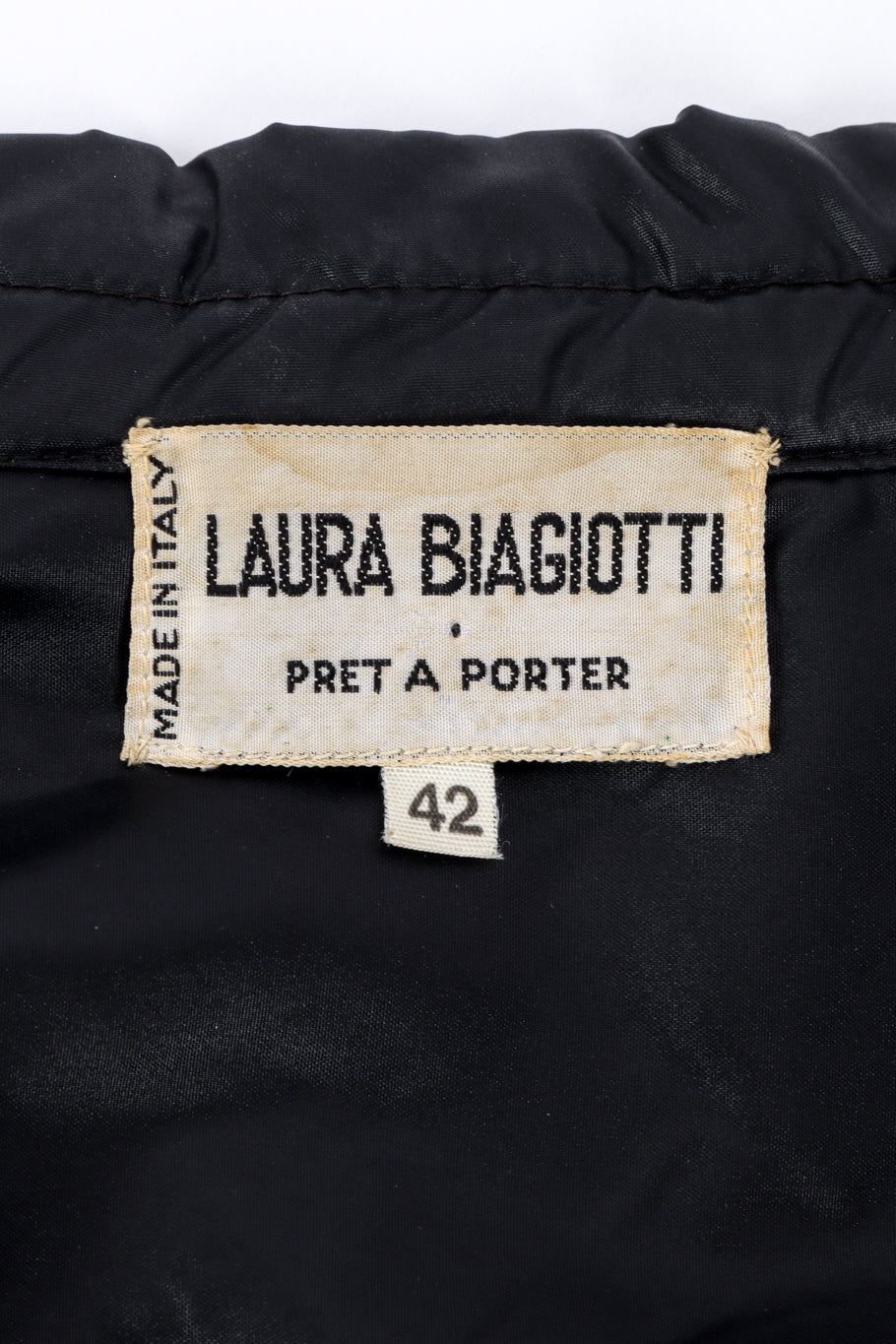 Vintage Laura Biagiotti Nylon Puffer Coat signature label closeup @recessla