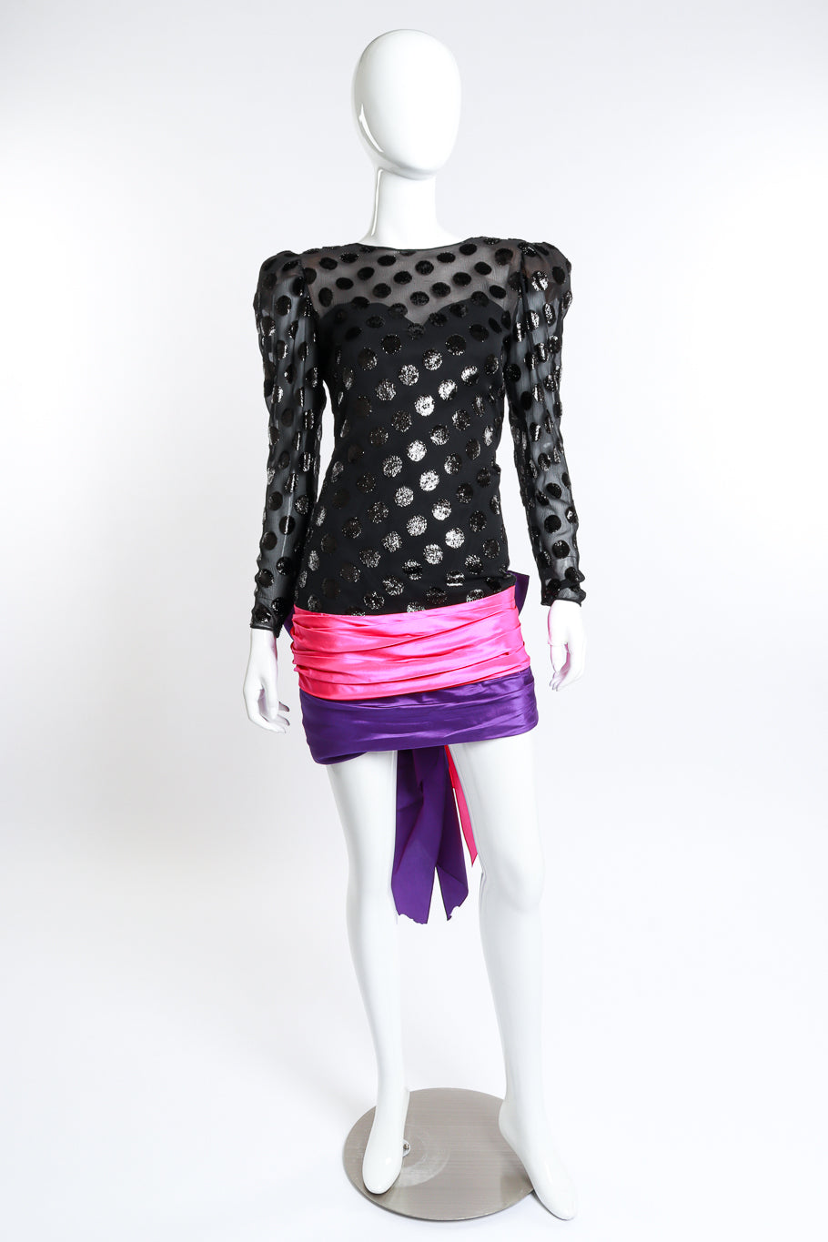 Vintage Ann Lawrence Metallic Polka Dot Party Dress front mannequin @RECESS LA