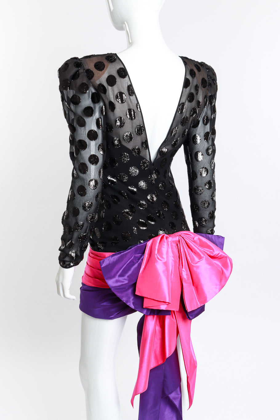 Vintage Ann Lawrence Metallic Polka Dot Party Dress back mannequin @RECESS LA
