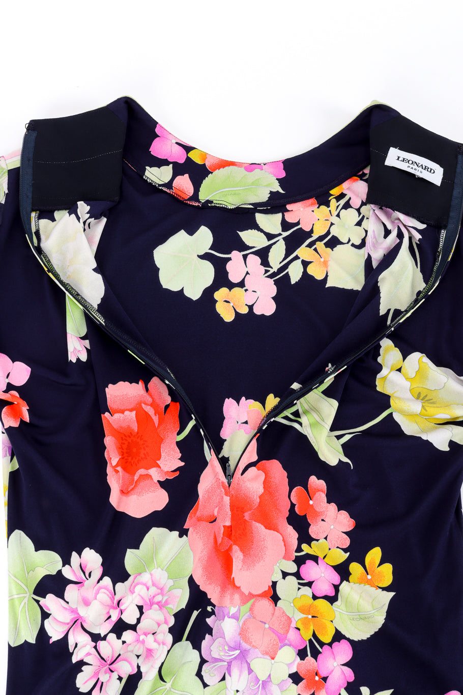 Vintage Leonard Floral Silk Jersey Dress back unzipped @recess la