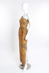 Vintage Leonard One Shoulder Cheetah Print Dress & Sash side on mannequin @recess la