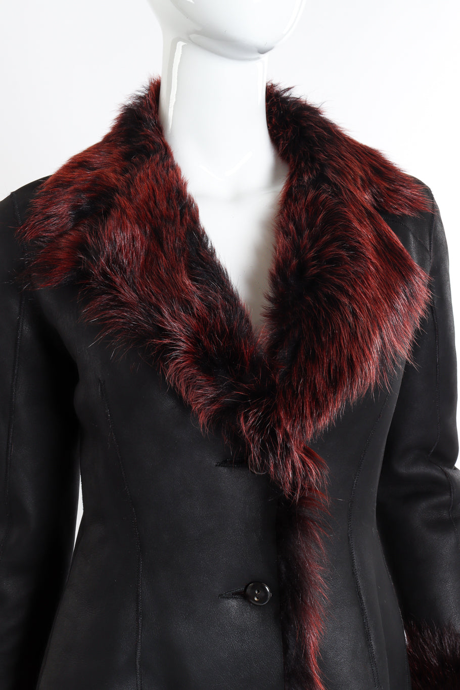 Vintage Les Habitudes Fur Trim Jacket front on mannequin closeup @recessla