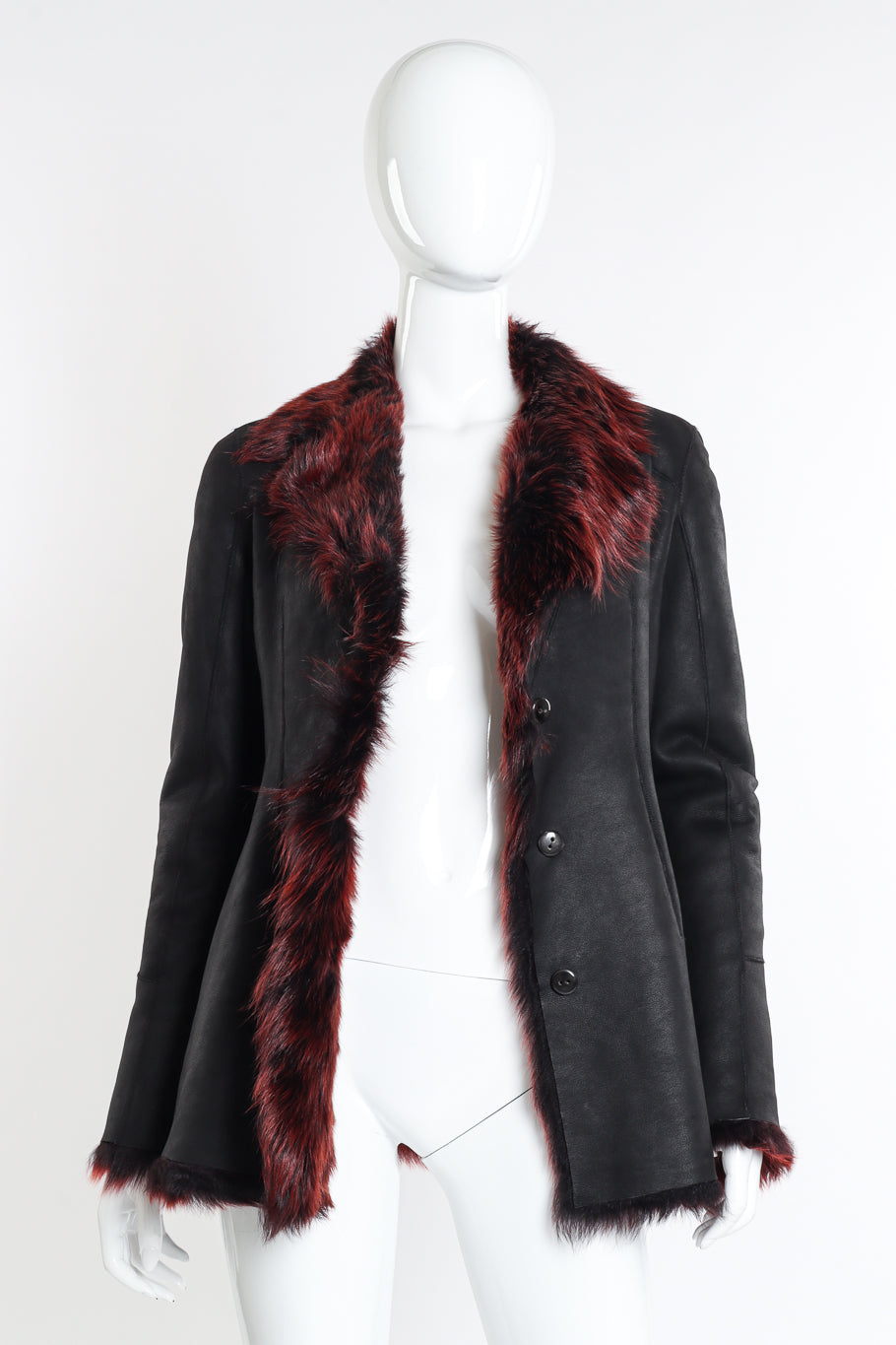 Vintage Les Habitudes Fur Trim Jacket open front on mannequin @recessla