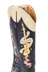 Liberty Boot Co. Kiss My Axe Western Boots view of shaft with small stain on white backdrop @Recessla