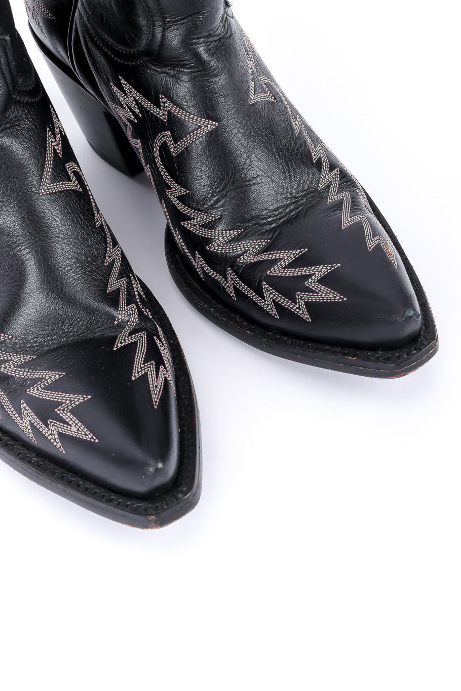 Liberty Boot Co. Kiss My Axe Western Boots top view of pointed to on white backdrop @Recessla