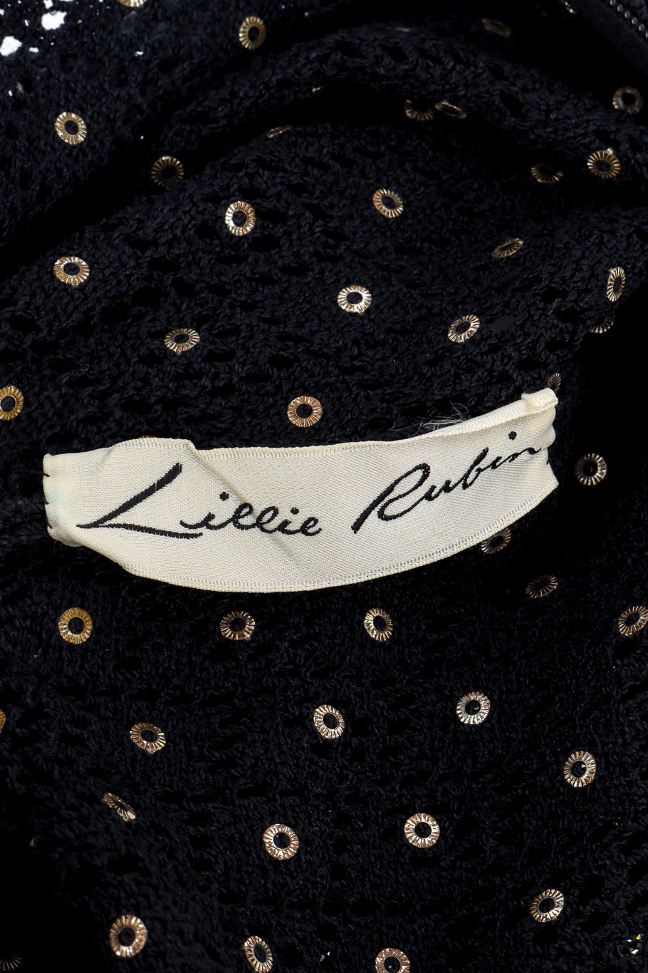 Vintage Lillie Rubin Crochet Crystal Knit Dress signature label @recess la
