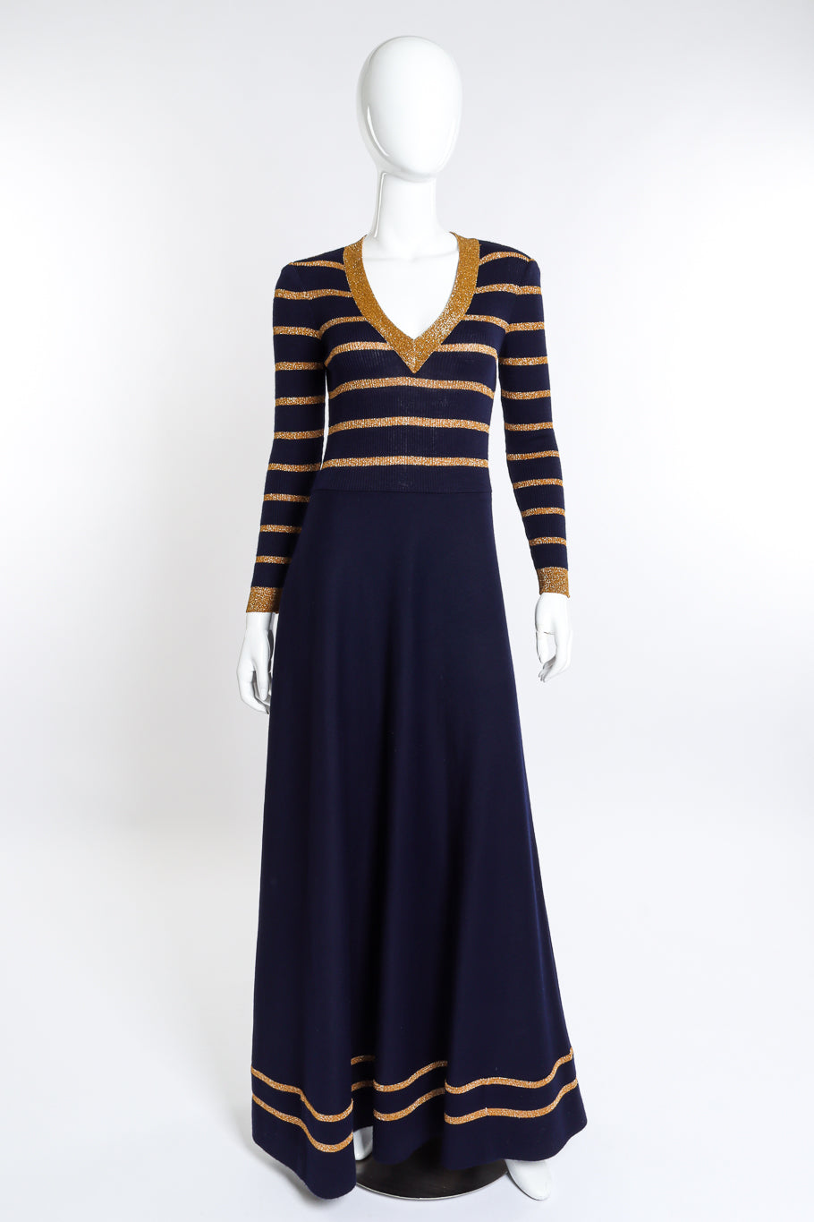 Vintage Lillie Rubin Metallic Stripe Knit Dress front on mannequin @recess la
