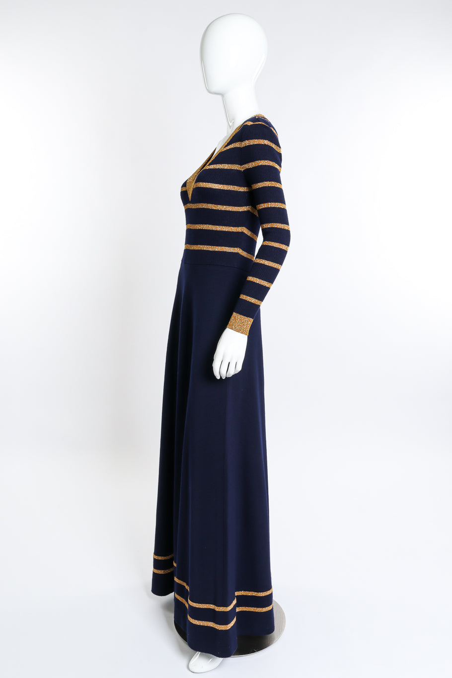 Vintage Lillie Rubin Metallic Stripe Knit Dress side on mannequin @recess la